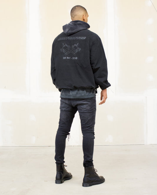 DRP.7 BLACK HALF-ZIP WINDBREAKER