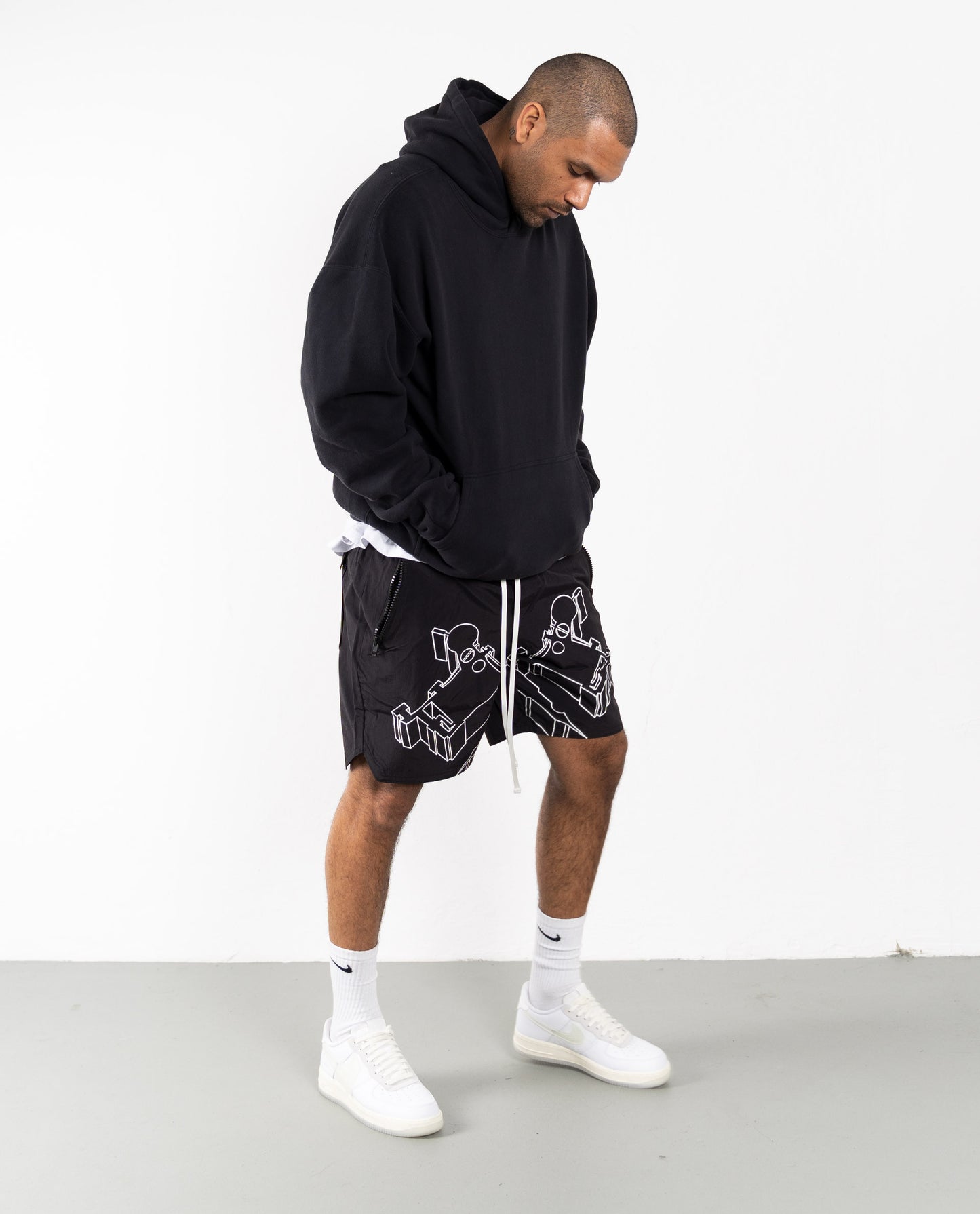 SUMMER DRP. SHORTS BLACK/WHITE