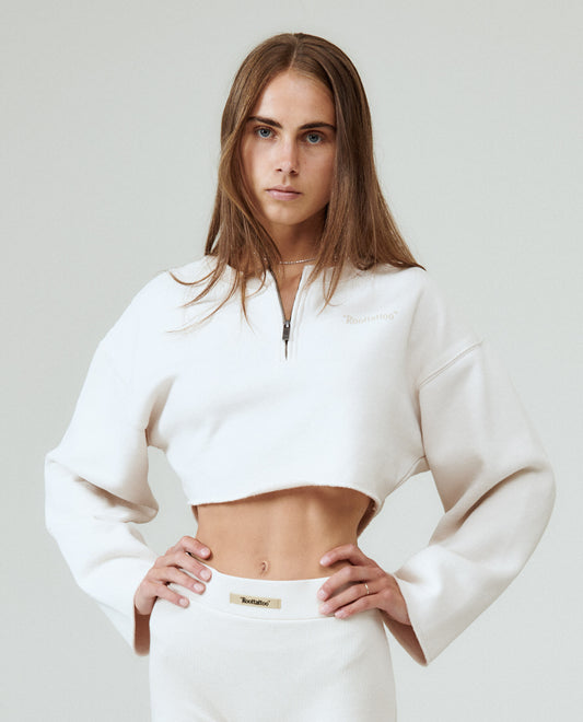 ROOT ALMOND CROPPED HALFZIP SWEATER